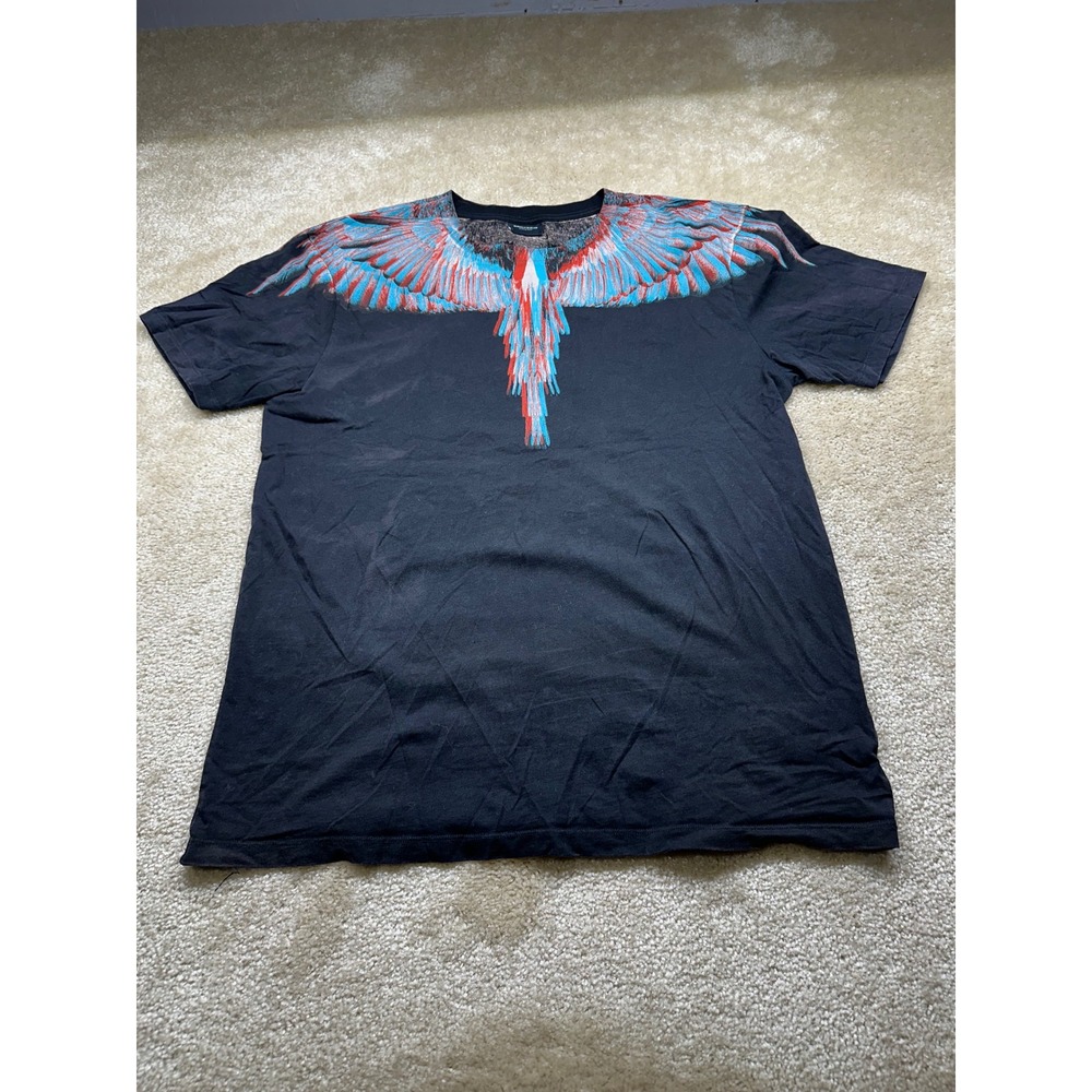 Marcelo Burlon County of Milan Mens Black Wing Print T-Shirt Large Bird Graphic